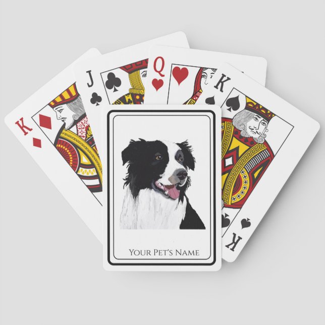 Jeu De Cartes Bordure Collie Noir et blanc chien de compagnie - (dos)