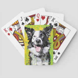 Jeu De Cartes Bordure Collie Pop Art Design d'énergie et de graf