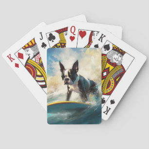 Jeu De Cartes Boston Terrier Beach Surfing Peinture