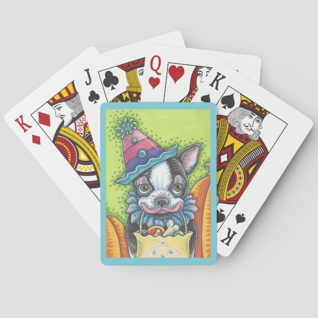 JEU DE CARTES BOSTON TERRIER HALLOWEEN CLOWN, CHIENS CARTES DE J (dos)