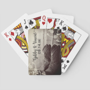 Jeu De Cartes Botte rustique Cowboy Floral Mariage occidental