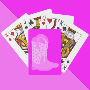 Jeu De Cartes Bottes Cowboy avec étoiles sur Arrière - plan rose