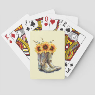Jeu De Cartes Bottes rustiques Cowboy avec tournesol