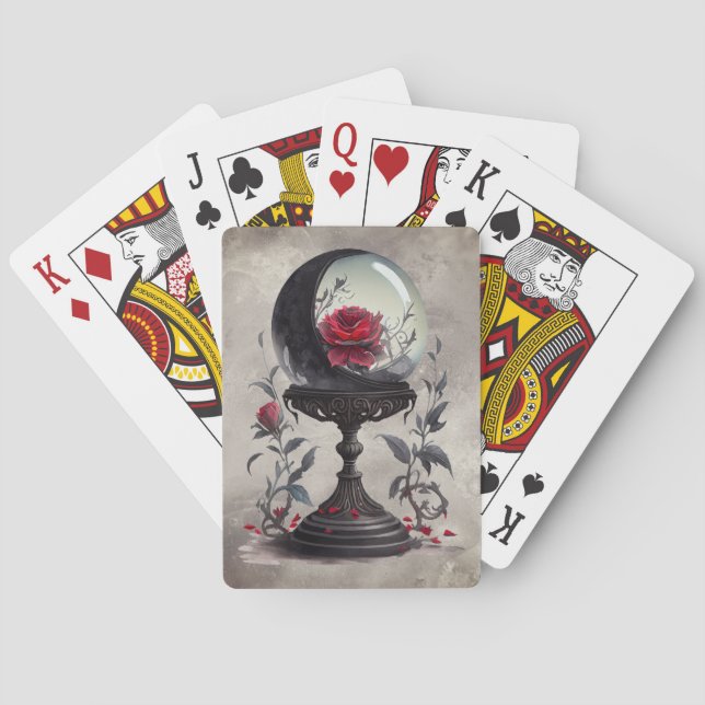Jeu De Cartes Boudoir | Cristal Ball Croissant Lune Roses rouges (dos)