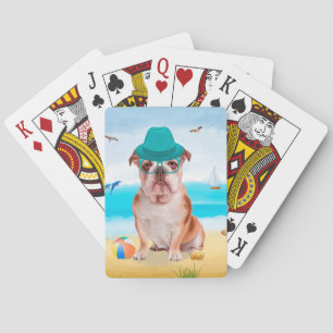 Jeu De Cartes Bouledogue anglais sur la plage