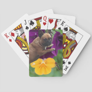 Jeu De Cartes Bouledogue français avec des fleurs Bouledogue fra
