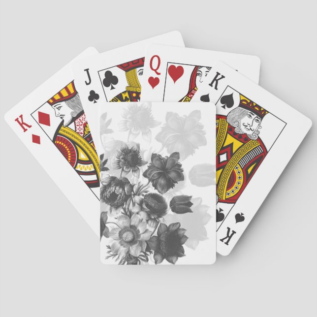 Jeu De Cartes Bouquet de fleurs grises Cartes personnalisées (dos)