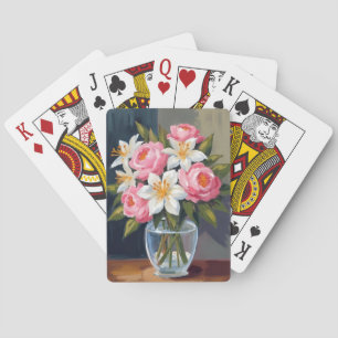 Jeu De Cartes Bouquet de lys et de roses Vase aquarelle floral