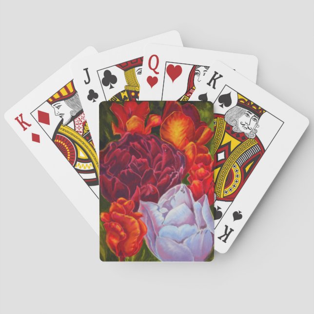 Jeu De Cartes Bouquet de tulipe multicolore Cartes de lecture (dos)