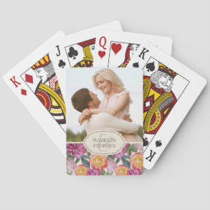 Jeu De Cartes Bouquet floral coloré d'aquarelle - photo de