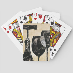 Jeu De Cartes Bouteille à vin avec deux verres