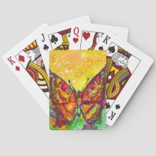 JEU DE CARTES BOUTEILLE ROUGE EN ÉCLAIRAGE JAUNE D'OR