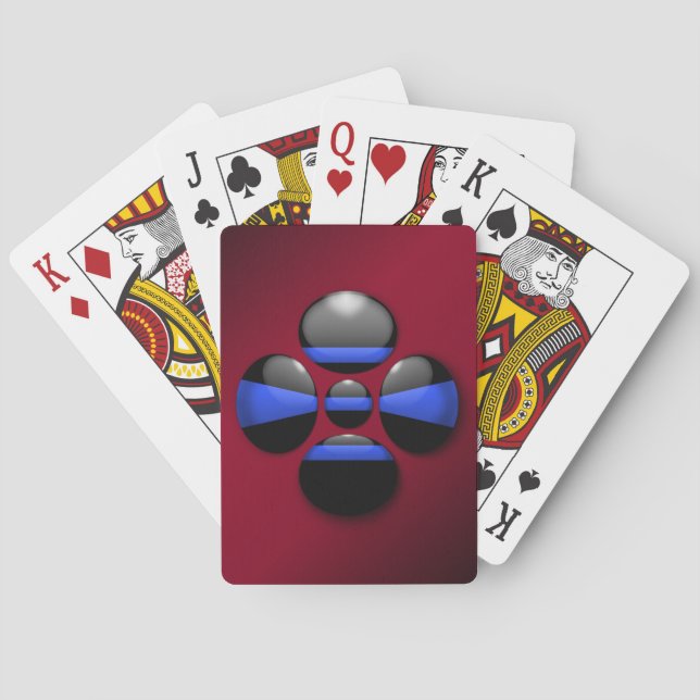 Jeu De Cartes Bouton Shamrock Ligne Bleue Mince (dos)