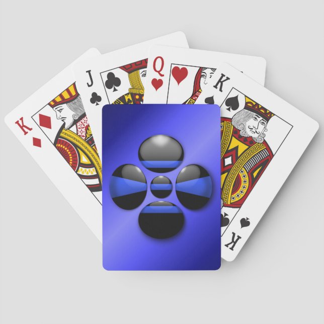 Jeu De Cartes Bouton Shamrock Ligne Bleue Mince (dos)