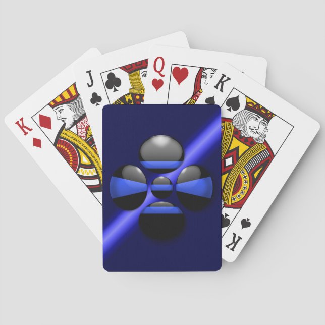 Jeu De Cartes Bouton Shamrock Ligne Bleue Mince (dos)