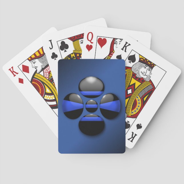 Jeu De Cartes Bouton Shamrock Ligne Bleue Mince (dos)