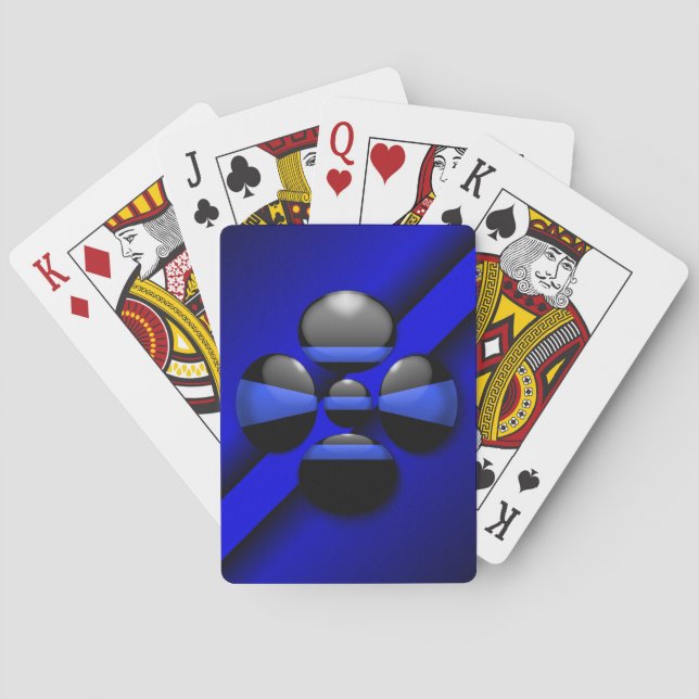 Jeu De Cartes Bouton Shamrock Ligne Bleue Mince (dos)
