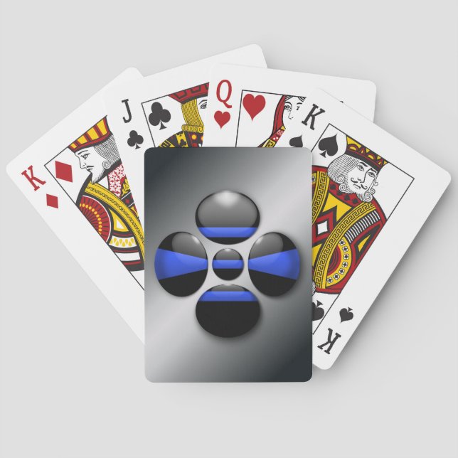 Jeu De Cartes Bouton Shamrock Ligne Bleue Mince (dos)