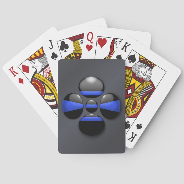 Jeu De Cartes Bouton Shamrock Ligne Bleue Mince (dos)