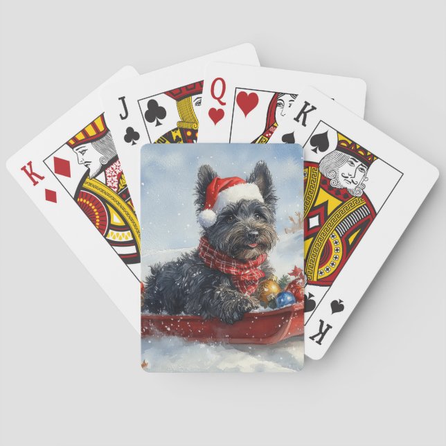 Jeu De Cartes Bouviers Des Flandres Chien à Sledge Noël (dos)