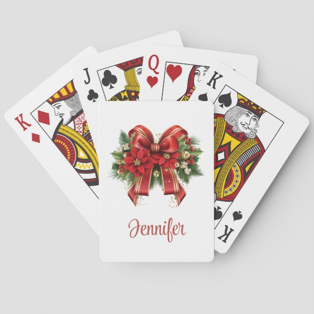 Jeu De Cartes Bow de Noël Festif Rouge et Or (dos)