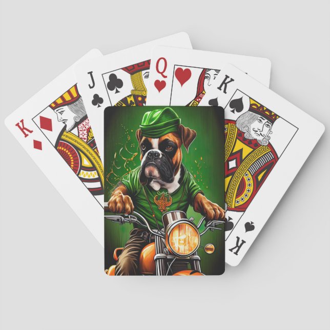Jeu De Cartes Boxer Chien Conduite Vélo St. Patrick's Day (dos)
