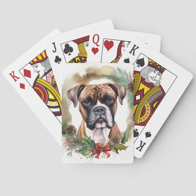 Jeu De Cartes Boxer Christmas Wreath Festive Pup (dos)