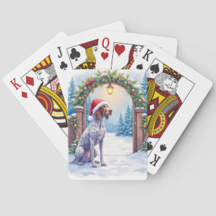 Jeu De Cartes Braque allemand à poil court Chapeau de Père Noël 