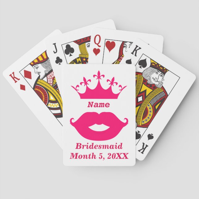 Jeu De Cartes Bridesmaid Pink Tiara et Mustache Jouer des cartes (dos)