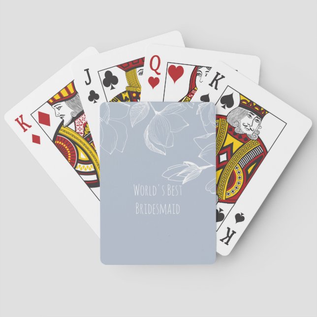 Jeu De Cartes BRIDESMAIDS CADRES Dusty Blue White Magnolias (dos)