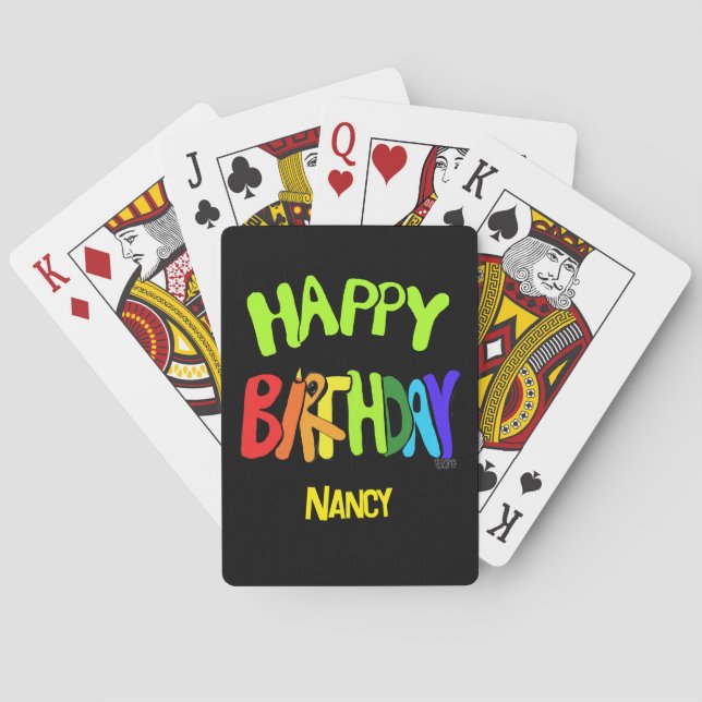 Jeu De Cartes Bright and Happy Birthday Custom Name (dos)