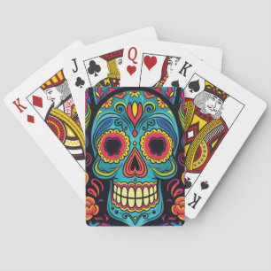 Jeu De Cartes Bright Folk Art Skull Day of the Dead Party