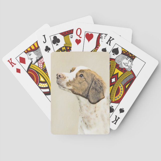 Jeu De Cartes Brittany Paining - Un joli art original de chien (dos)
