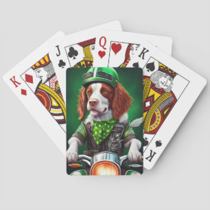 Jeu De Cartes Brittany Spaniel conduite vélo St. Patrick's Day