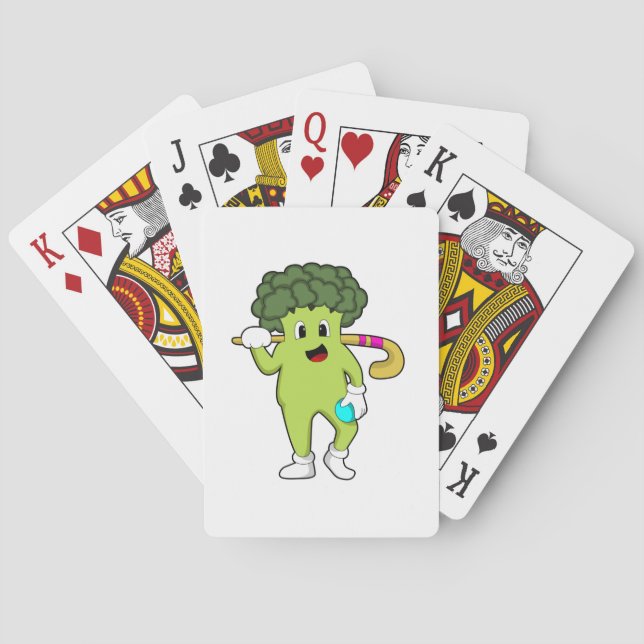 Jeu De Cartes Broccoli à Hockey avec chauve-souris de hockey (dos)