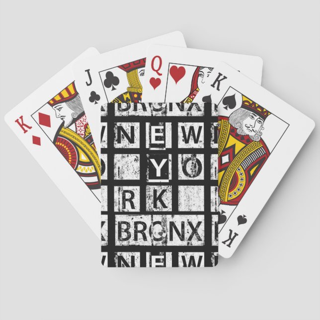 Jeu De Cartes Bronx New York | Typographie de Grunge (dos)
