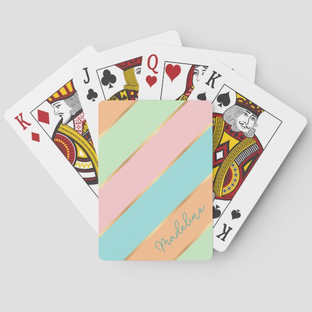 Jeu De Cartes Brosse personnalisée Vert Turquoise Bleu Rose Or S (dos)