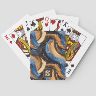 Jeu De Cartes Brosses Abstraites en bleu et Brown