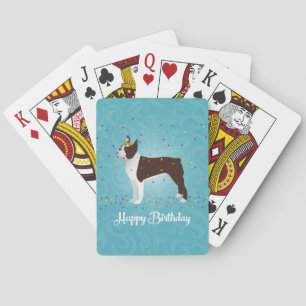 Jeu De Cartes Brown Boston Terrier Conception d'anniversaire