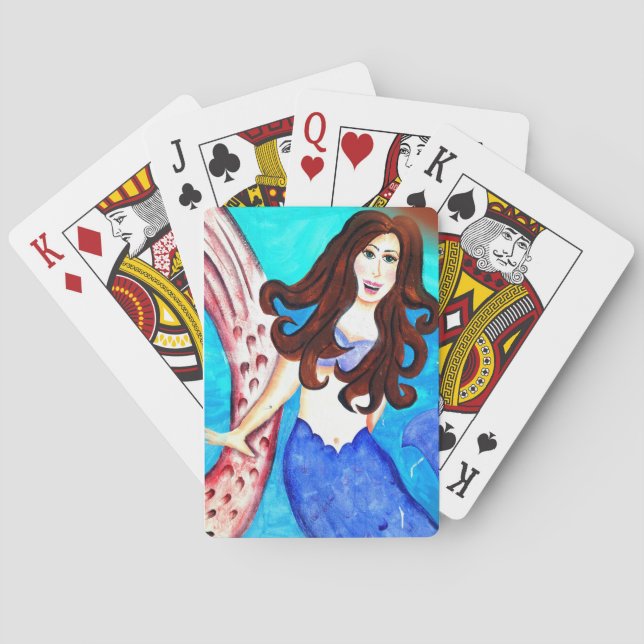 Jeu De Cartes brunette mermaid jouant aux cartes (dos)