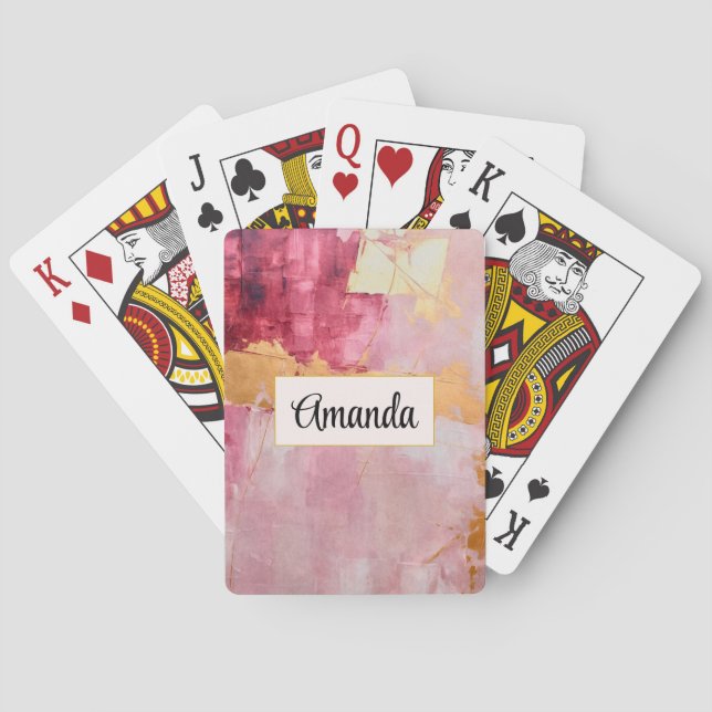 Jeu De Cartes Brush artistique touche or et rose (dos)