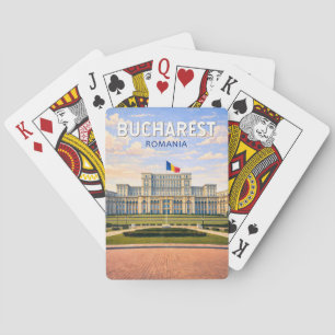 Jeu De Cartes Bucharest Roumanie Illustration Voyage Art Vintage