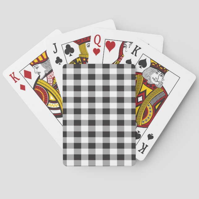 Jeu De Cartes Buffalo Plaid Motif noir et blanc (dos)