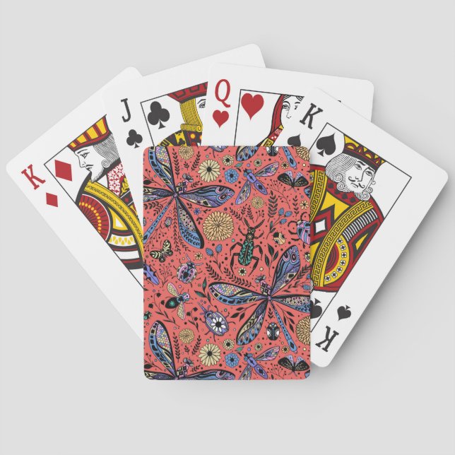 Jeu De Cartes Bugs de Doodle sur corail rouge (dos)