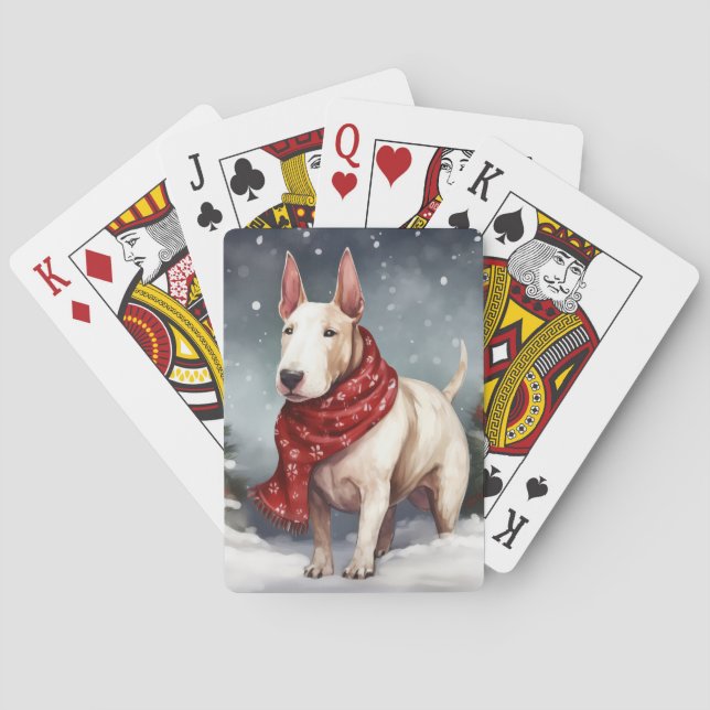 Jeu De Cartes Bull Terrier Chien à Noël de neige (dos)