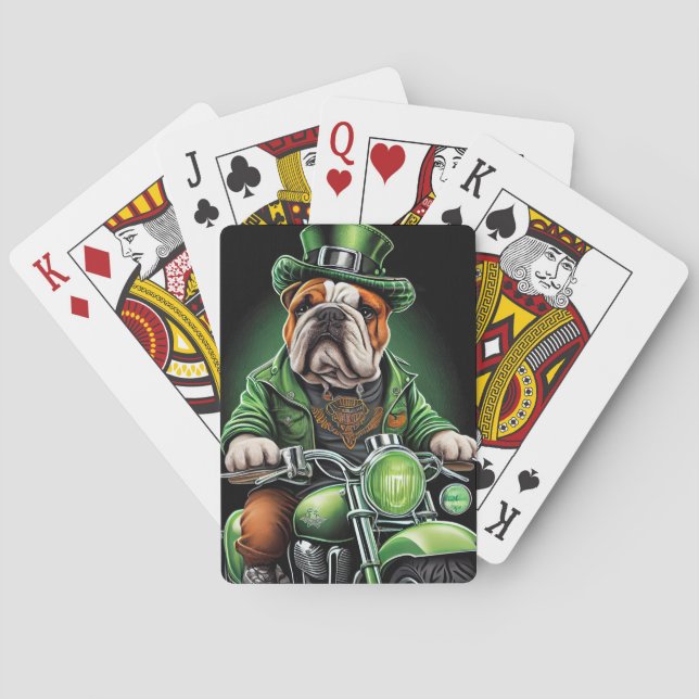 Jeu De Cartes Bulldog Driving Bike St. Patrick's Day (dos)