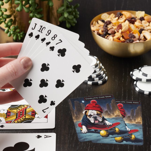 Jeu De Cartes Bulldog Patinage Monogramme enfants Vieux jeu de f (In Situ)