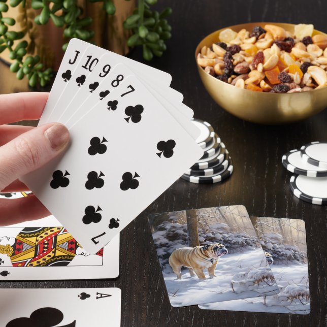 Jeu De Cartes Bulldog Qu'Il Neige Noël Brossé (In Situ)