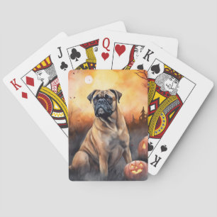 Jeu De Cartes Bullmastiff d'Halloween avec la peur Citrouille