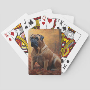 Jeu De Cartes Bullmastiff en automne Feuilles automne Inspire